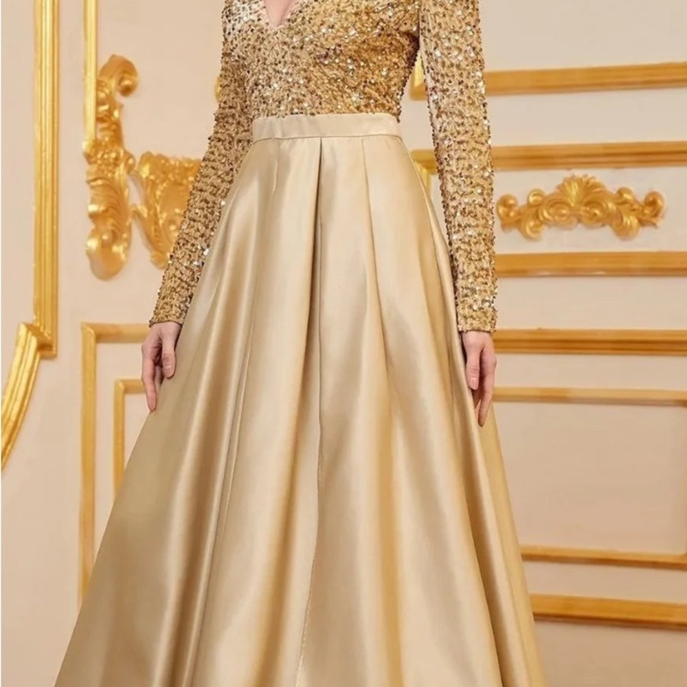 Elegant Gold Evening Gown